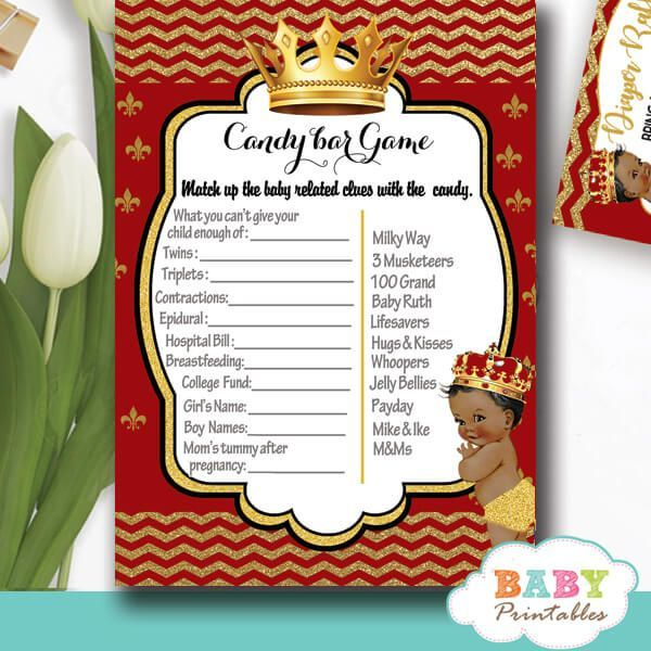African American Red And Gold Prince Baby Shower Games D276 Baby 