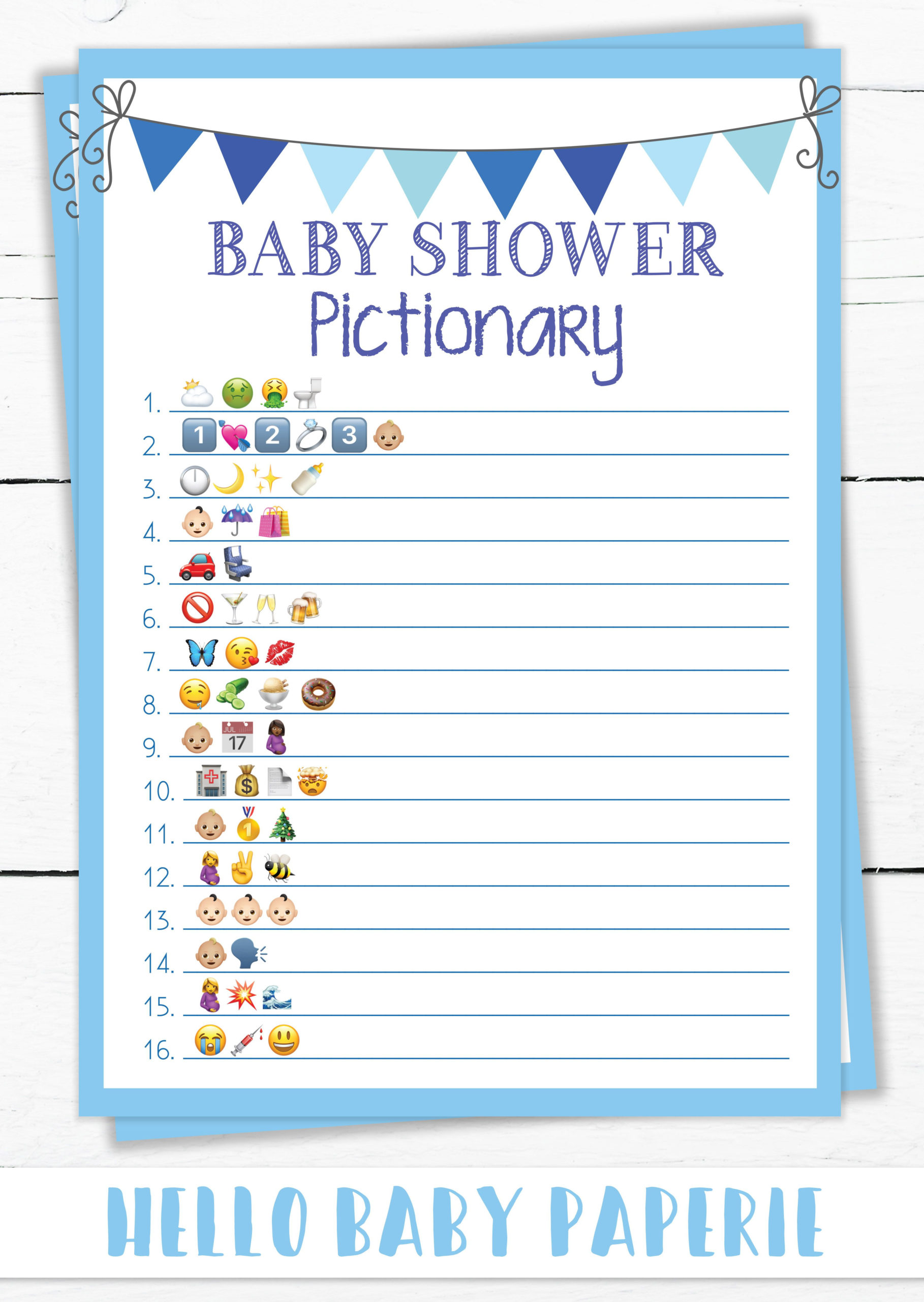 Baby Shower Emoji Game Baby Shower Game Pictionary EMOJI Pictionary 
