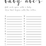 Baby Shower Games Ideas ABC Game Free Printable Paper Trail Design