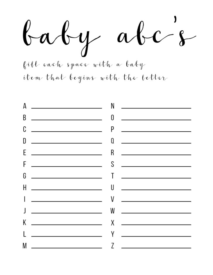 Baby Shower Games Free Printable Black And White
