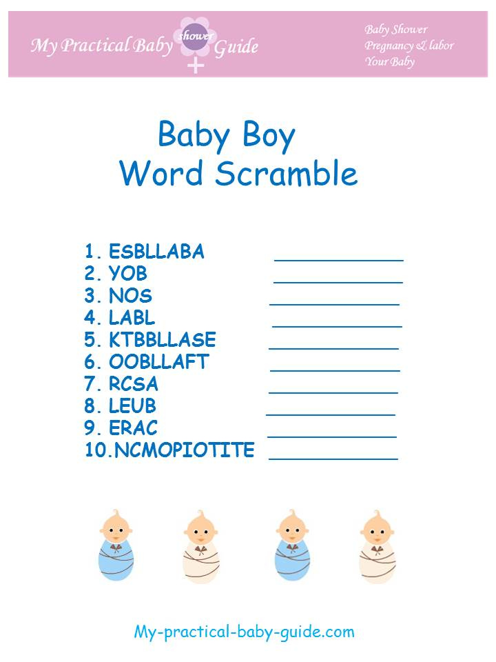 Printable Baby Shower Games Boy