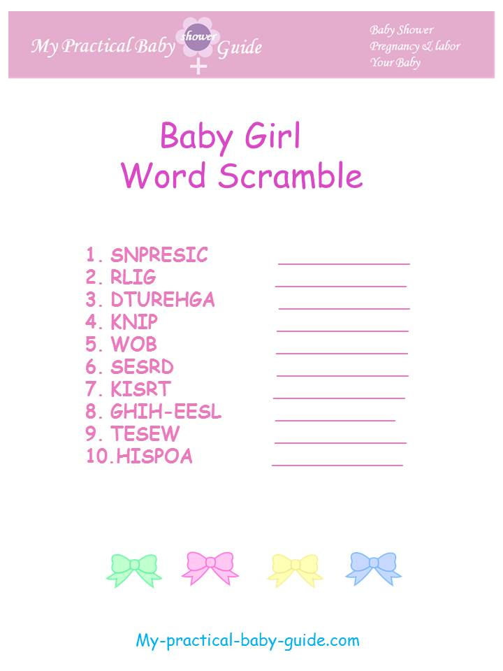 Baby Shower Word Scramble My Practical Baby Shower Guide