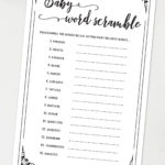 Baby Word Scramble Baby Shower Game Printable Rustic Unscramble Baby