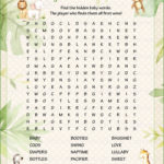 Baby Word Search Printable Download Safari Baby Shower Game B5003