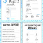 Blue Baby Shower Games Diaper Raffle 8 Games Answer Sheet Etsy