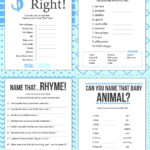 Blue Baby Shower Games Diaper Raffle 8 Games Answer Sheet Instant