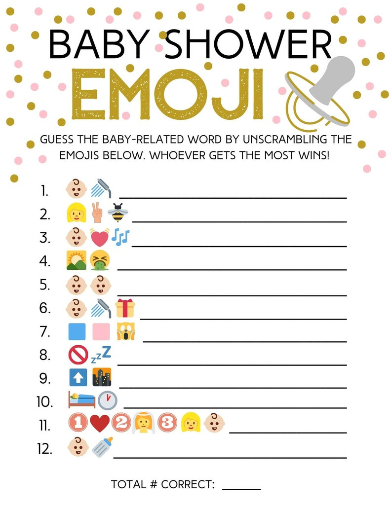 Emoji Baby Shower Game Answer Key Emoji Game Emoji Etsy