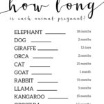 Free Baby Shower Games Printable Animal Pregnancies Paper Trail Design