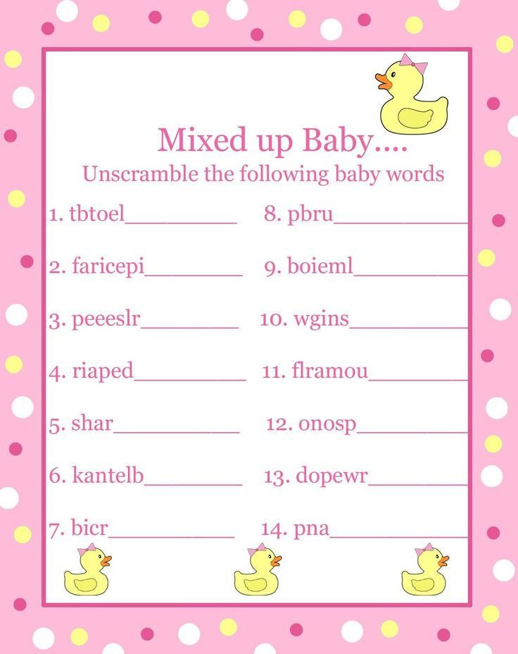 Free Baby Shower Games Printouts Baby Shower Wording Easy Baby 