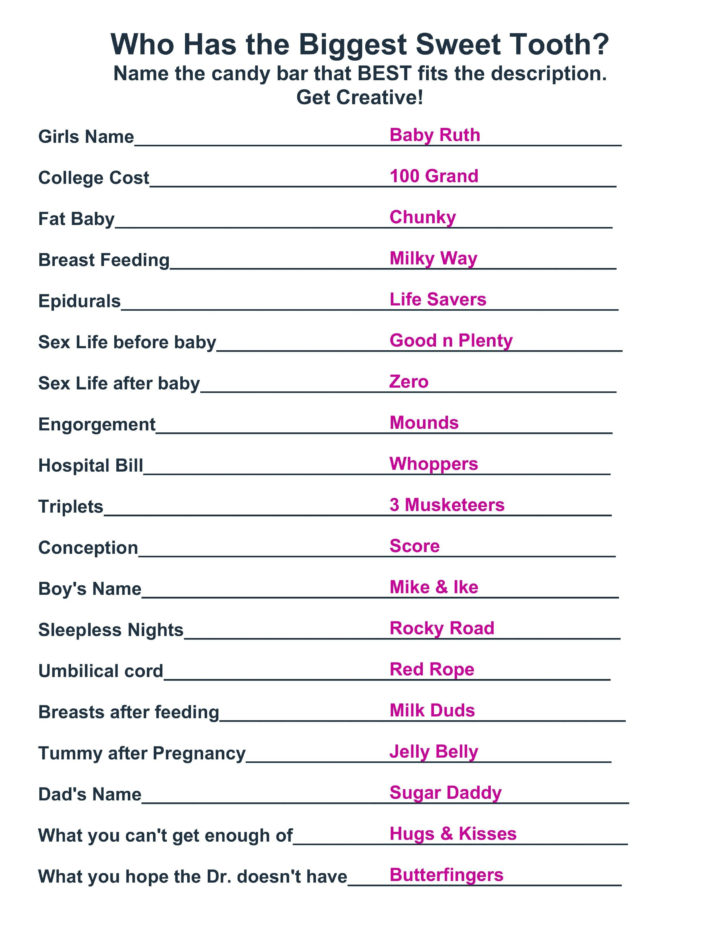 Baby Shower Games Free Printable And Answers