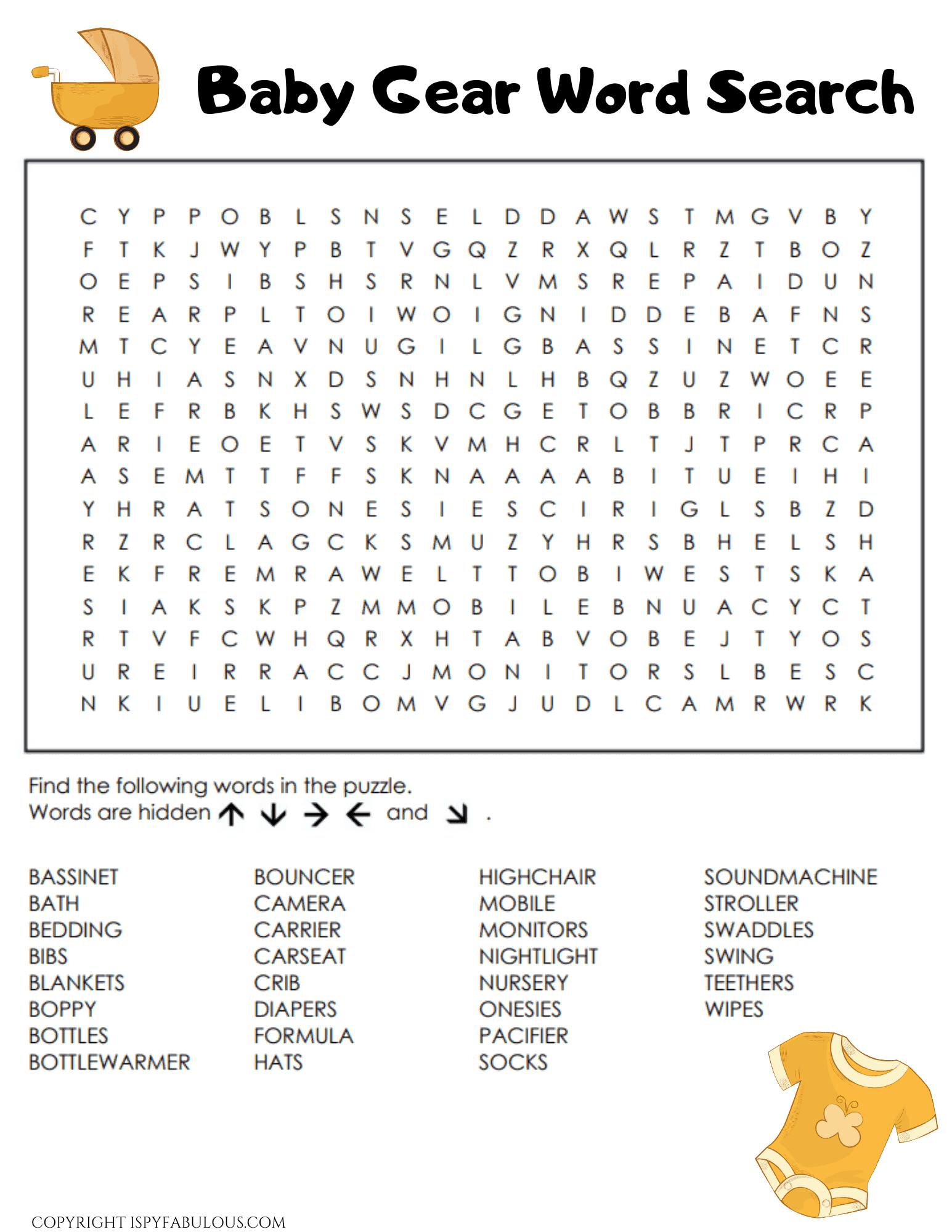 Free Printable Baby Shower Word Search I Spy Fabulous