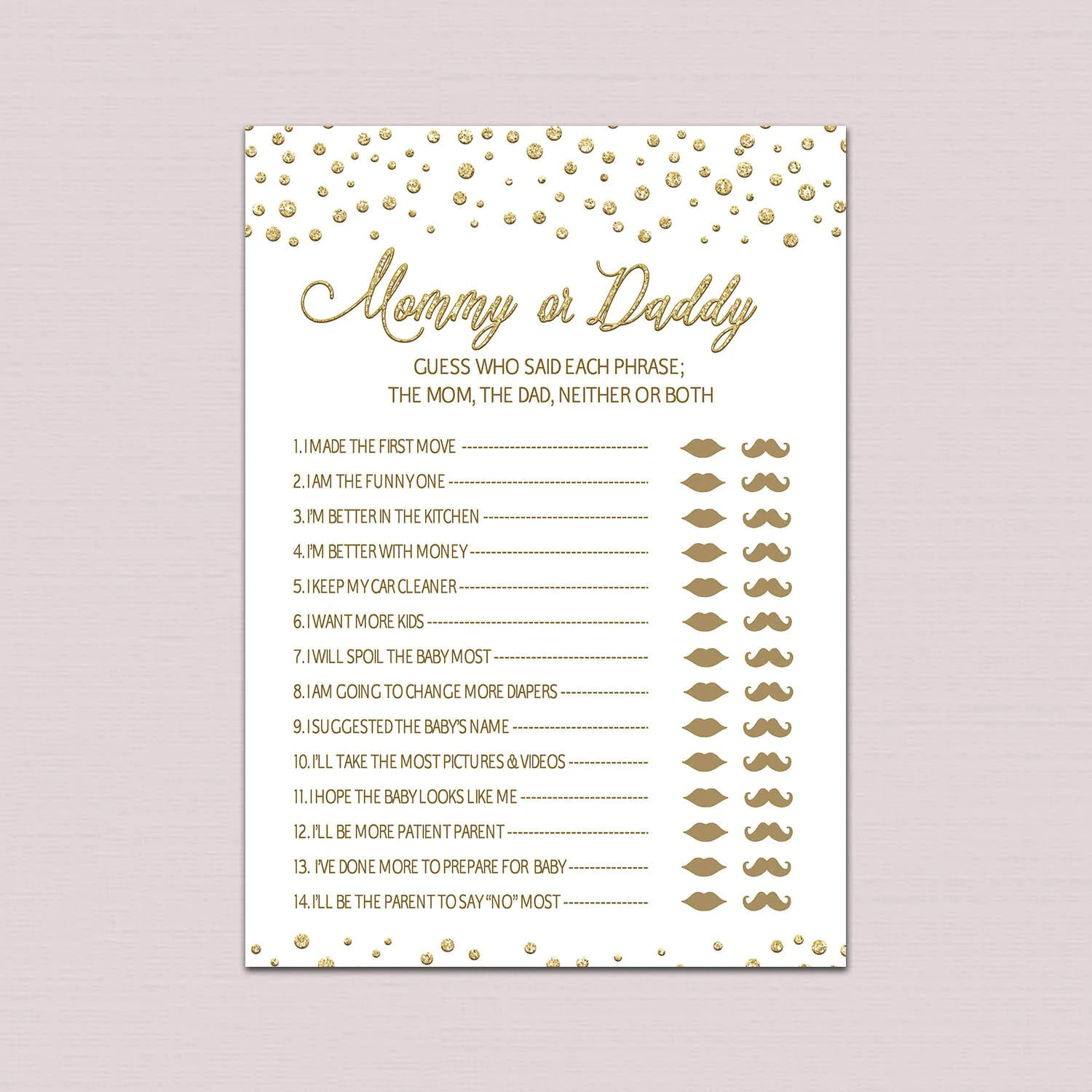 Free Printable Mommy Or Daddy Baby Shower Game PrintableTemplates