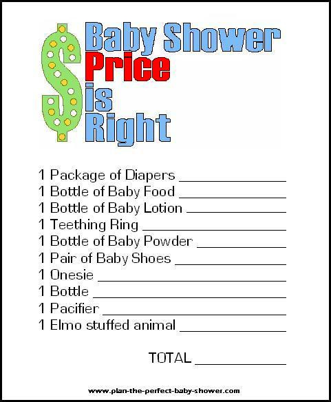 Free Printable Price Is Right Baby Shower Game