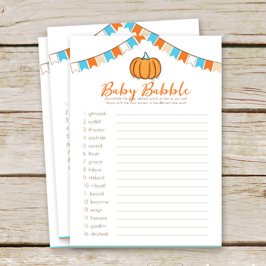 Free Pumpkin Baby Shower Game Printable Aspen Jay