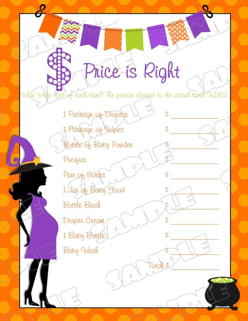 Halloween Baby Shower Games Price Is Right Game Printable Etsy