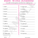 Instant Download Printable Baby Word Scramble Pink Zebra