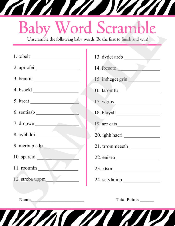 Baby Scramble Printable Worksheets