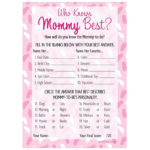 It S A Girl Who Knows Mommy Best Baby Shower Game 20 Cards Pink