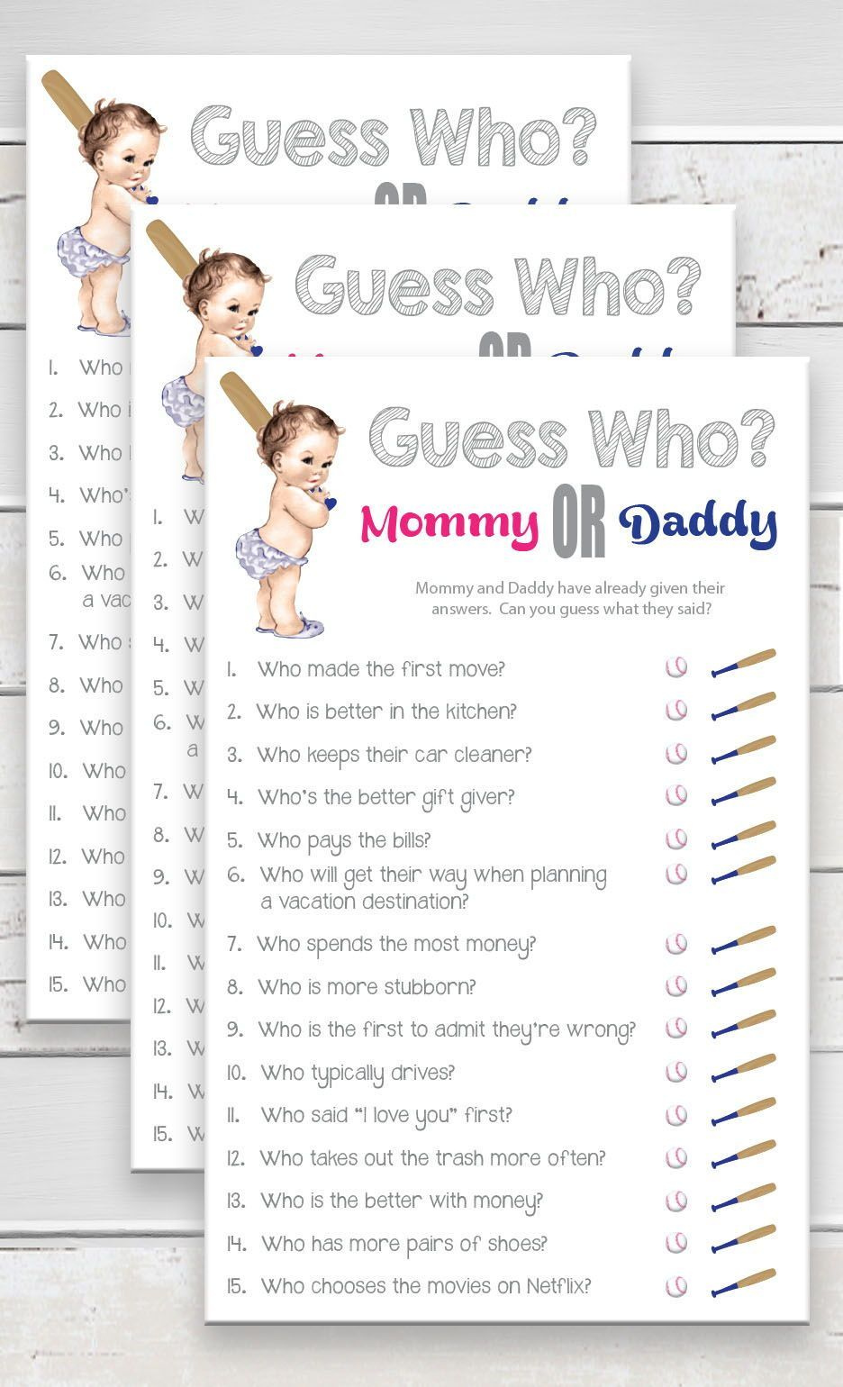 Matching Gift Tracker Included Guess Who Game With Baseball Theme In 