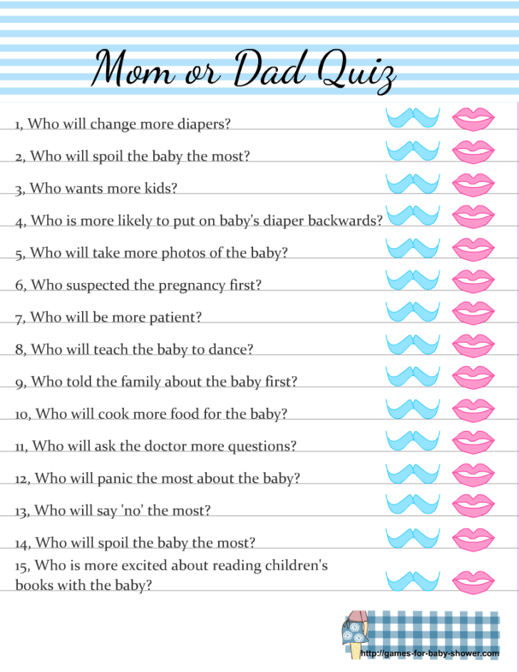 Baby Shower Games Free Printable Mom And Dad