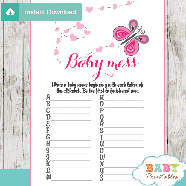 Pink Butterfly Baby Shower Games D238 Baby Printables