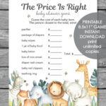 Printable Baby Shower Game The Price Is Right Jungle Safari Animals