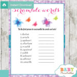 Purple Bokeh Butterfly Baby Shower Games D237 Baby Printables