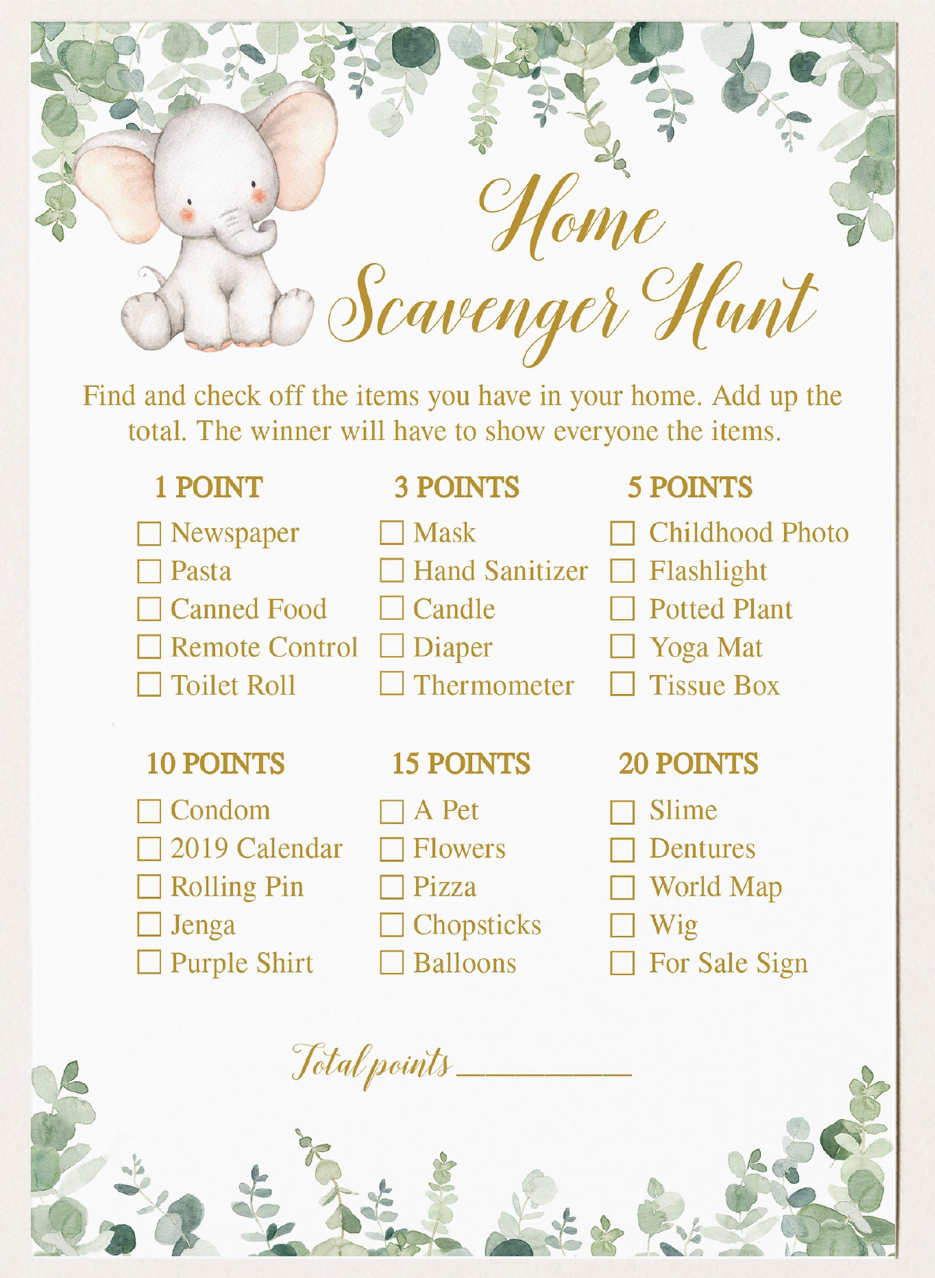 Virtual Baby Shower Games Home Scavenger Hunt Indoor Etsy Virtual 