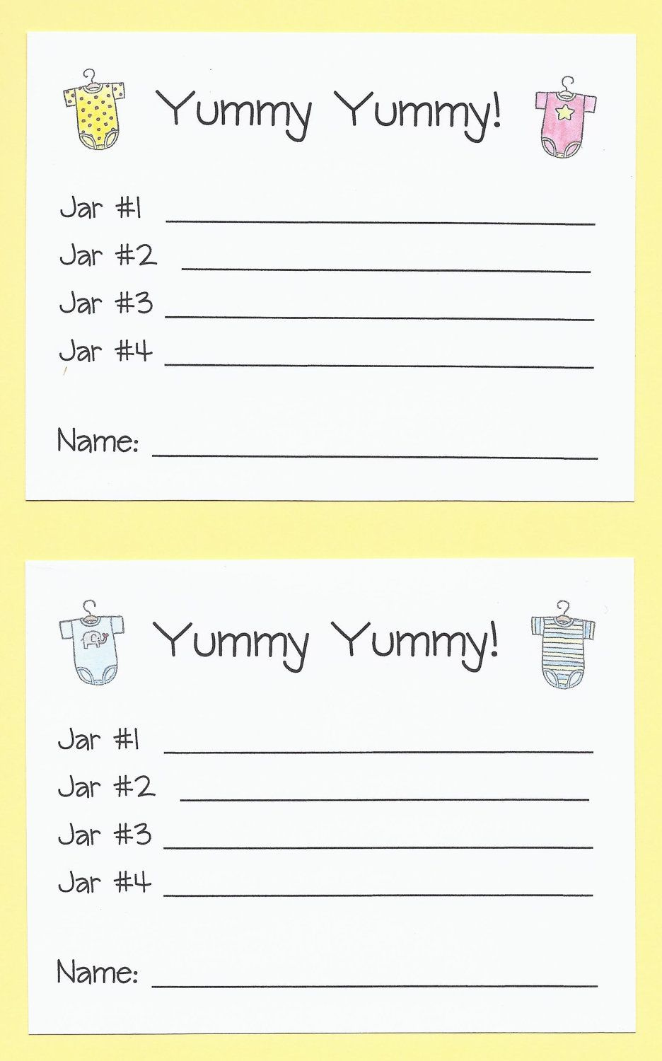 Yummy Yummy Baby Food Shower Game Guess The Baby Food Etsy Baby 